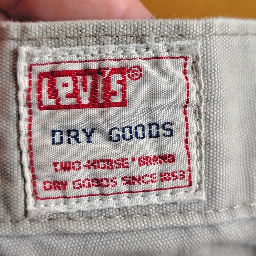 VTG Levis Mens 34x31 Dry Goods Cargo Pants Tan Cotton Canvas Gorpcore Workwear